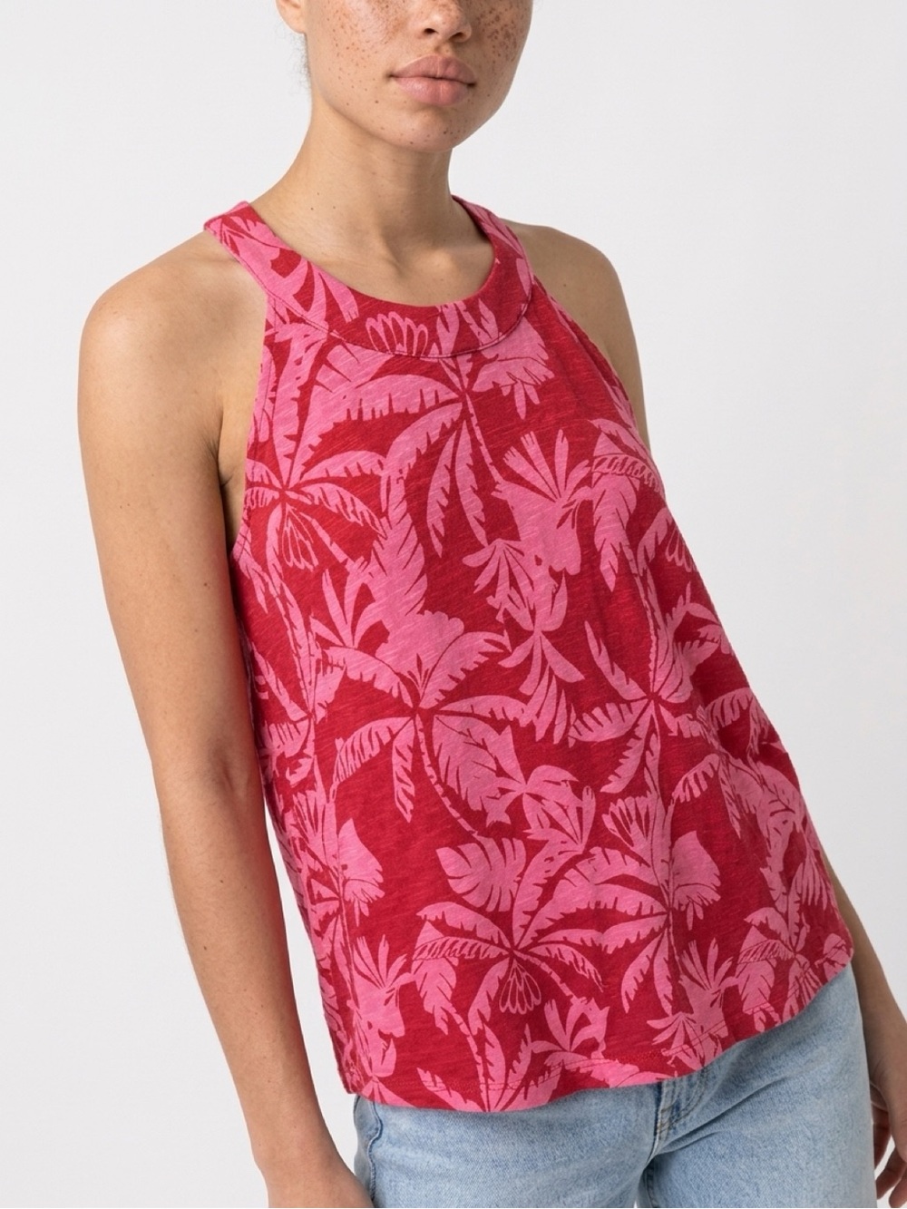 Cynthia Rowley Pink Tropical Racerback Tank